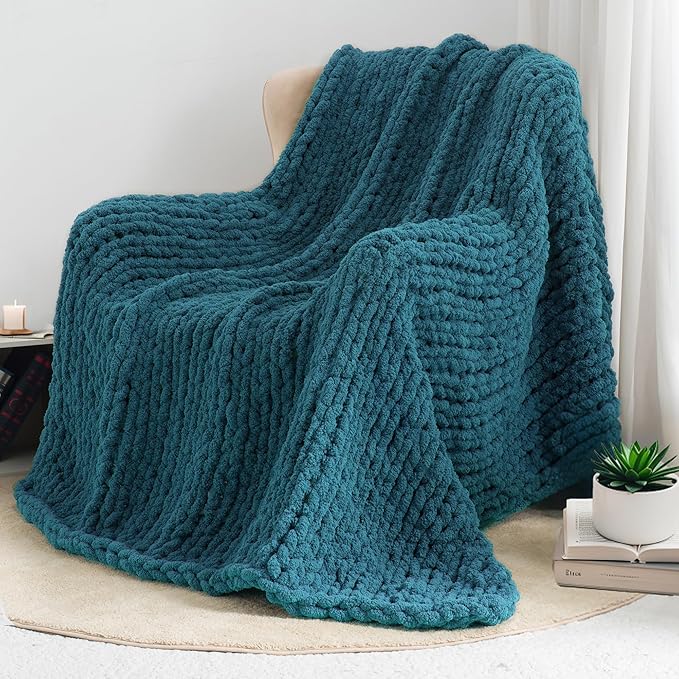Chunky Knit Throw Blanket 60"X 80", 100% Handmade - Image 7