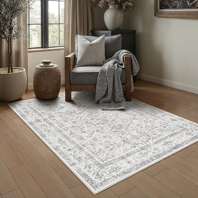 Grey 3x5 Entryway Rug Vintage Area Carpet Indoor Kitchen Washable Door Mat - Image 4