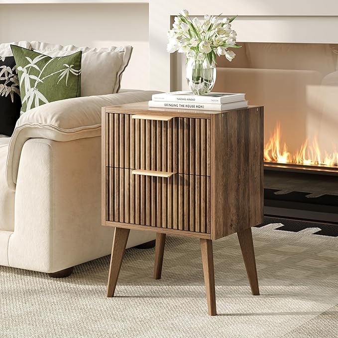YAUKOMEL Mid Century Modern Nightstand, Small Bedside Table - Image 2