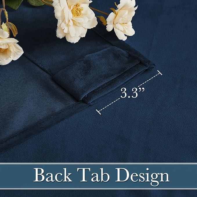 RYB Home Navy Blue Velvet Door Curtains - Image 4