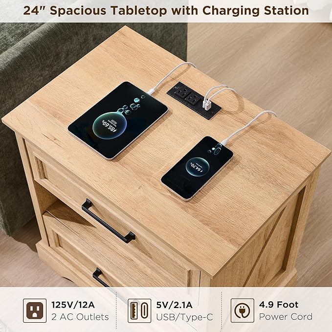 ACCOHOHO 24" Farmhouse Nightstand - Image 3