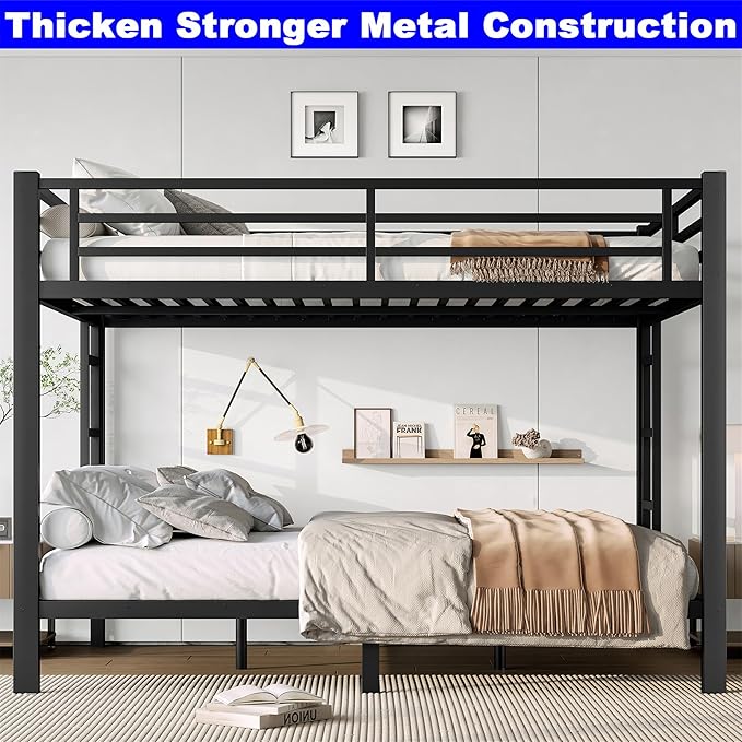 Upgraded Version Thicken Metal Queen Over Queen Bunk Bed, Heavy-Duty Steel Bunk - Image 3