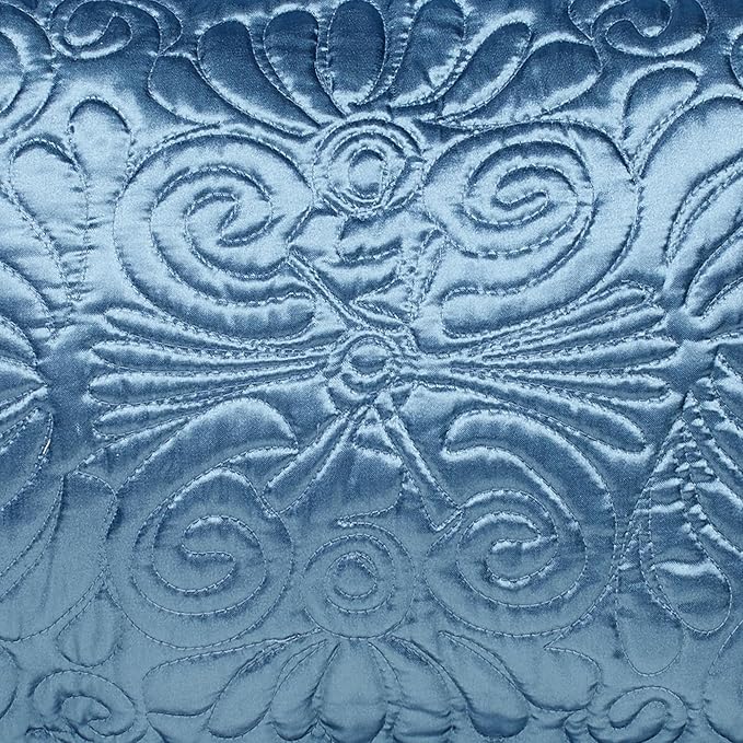 Portia Luxury Bedding | Sapphire | Quilted Polyester Satin | Hand Guided - Image 5