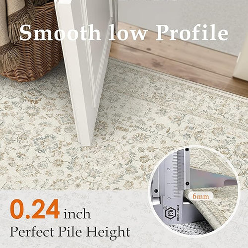 2x3 Taupe Entryway Area Rug Machine Washable Door Mat Kitchen Vintage - Image 2
