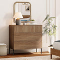 WAMPAT 31.5" W Fluted Dresser for Bedroom, Modern 3 Drawer Dresser TV Stand by WAMPAT