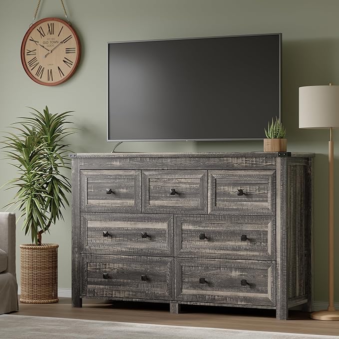 7-Drawer Dresser, Modern Wooden Storage Chest of Drawers, Dresser TV Stand - Image 5