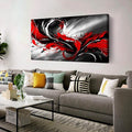 Black White and Red Abstract Print Picture Painting Large Canvas Wall Art by FramedCanvasWallArt