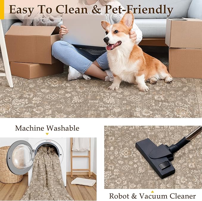 2x3 Deep Brown Entryway Area Rug Machine Washable Door Mat Kitchen Vintage - Image 4