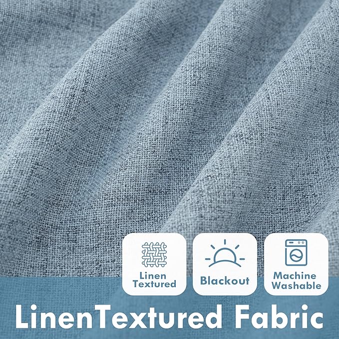 DriftAway Double Layer Linen Blackout Tie Up Curtains Thermal Insulated Fully - Image 4