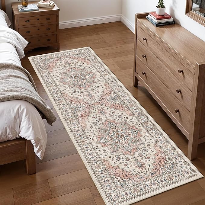 2x6 Vintage Runner Rug Low Pile Runners Non-Slip Machine Washable Rug Retro - Image 3