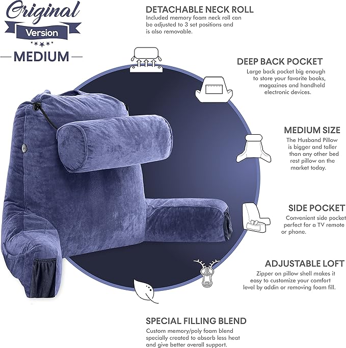 Husband Pillow Medium Dark Blue, Backrest - Image 5