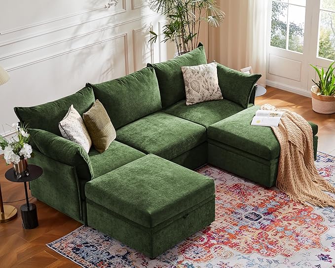 ABCASA 102.6" Modular Sectional Sofa, Oversized 3-Seater Green Couch - Image 8