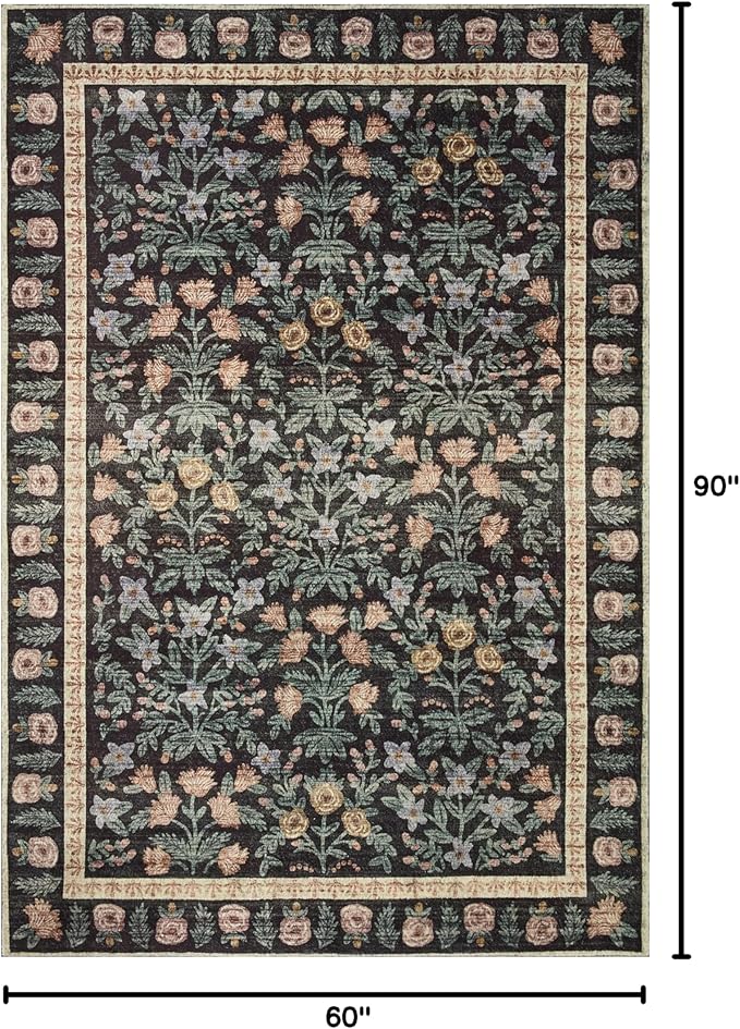 Loloi Rifle Paper Co. Eden Collection EDE-02 Mughal Garden Black 5'-0" x 7'-6" - Image 2