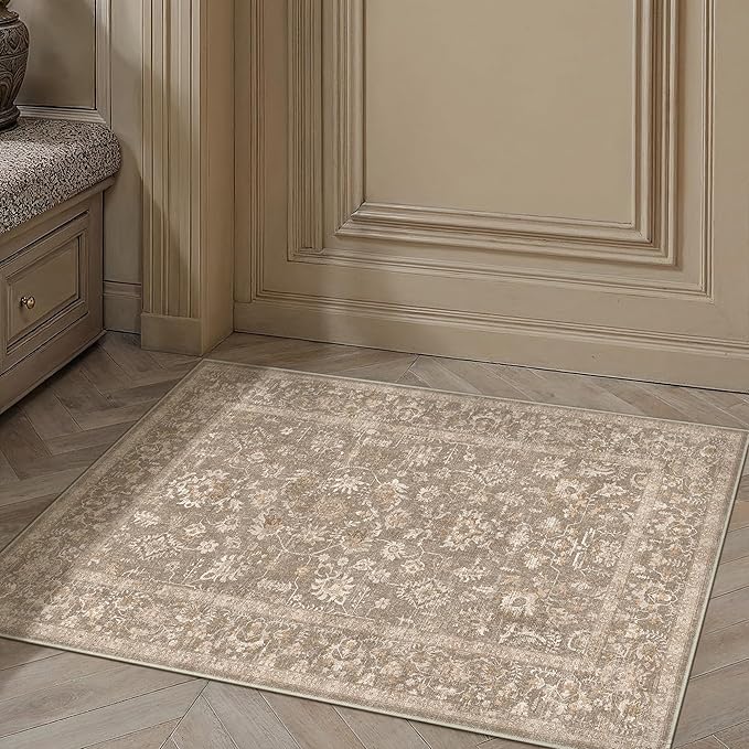 2x3 Deep Brown Entryway Area Rug Machine Washable Door Mat Kitchen Vintage - Image 3