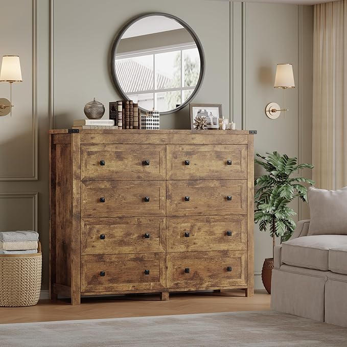 Tall 8-Drawer Dresser, Modern Wooden Storage Chest of Drawers, Dresser TV Stand - Image 6