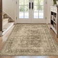 FMFUNCTEX 3x5 Washable Area Rug Brown Vintage Neutral Non Slip Low Pile by Fmfunctex