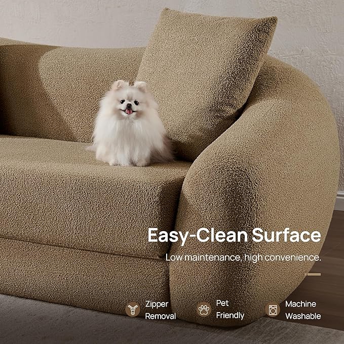 SICOTAS Curved Sofa Couch Bed for Living Room Convertible Futon Cloud Boneless - Image 5