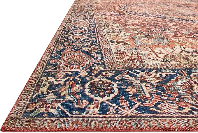 Loloi Layla Collection LAY-08 Red/Navy 2'-0" x 5'-0" .13" Thick Accent Rug - Image 4