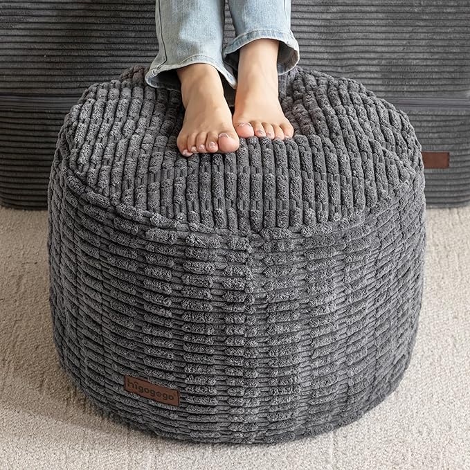 HIGOGOGO Pouf Ottoman Stuffed Round Modern Foam Filled Foot Rest Poufs by HIGOGOGO