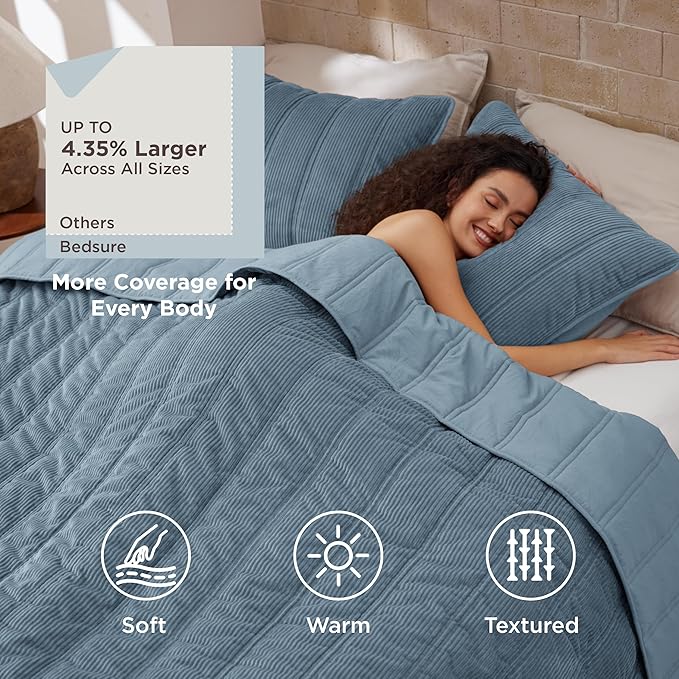 Bedsure Luxury Velvet Quilt King Size - Image 2