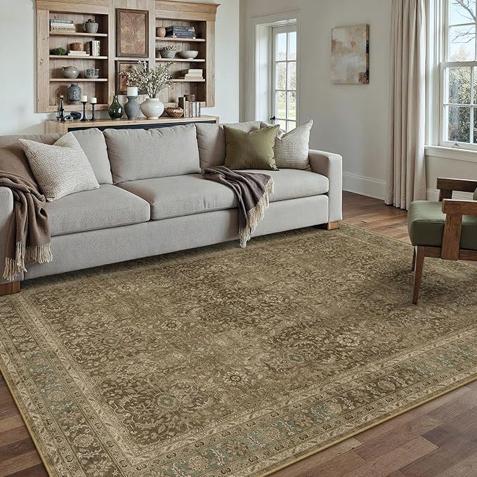 Brown 5x7 Area Rug Washable Vintage Carpet by PureCozy