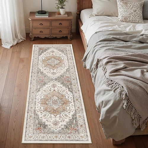 2x6 Vintage Runner Rug Low Pile Runners Non-Slip Machine Washable Rug Retro - Image 2