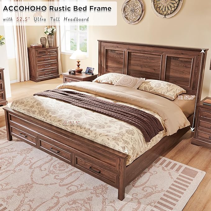 ACCOHOHO Farmhouse King Size Bed Frame - Image 3