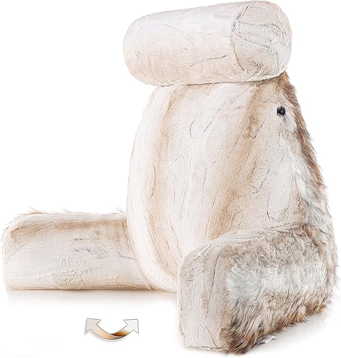 Husband Pillow XXL Rare Baby Coyote Fabulous Faux Fur Backrest, 2-Tone - Image 3