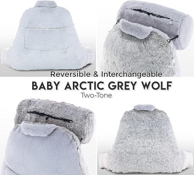 Husband Pillow XXL Rare Baby Arctic Grey Wolf Backrest, Two-Tone Reversible - Image 8