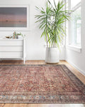 Loloi Layla Collection LAY-01 Brick/Blue 9'-0" x 12'-0" .13" Thick Area Rug by Loloi