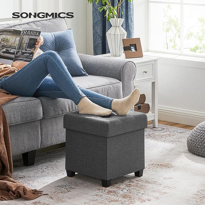 SONGMICS 15 Inches Cube Storage Ottoman, Bedroom Bench - Image 2