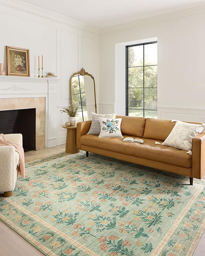 Loloi Rifle Paper Co. Eden Collection EDE-01 Mughal Rose Moss 3'-6" x 5'-6" by Loloi