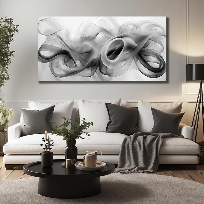 JuhaiArt White Canvas Wall Decorations Black Wall Art Large Abstract Canvas - Image 7