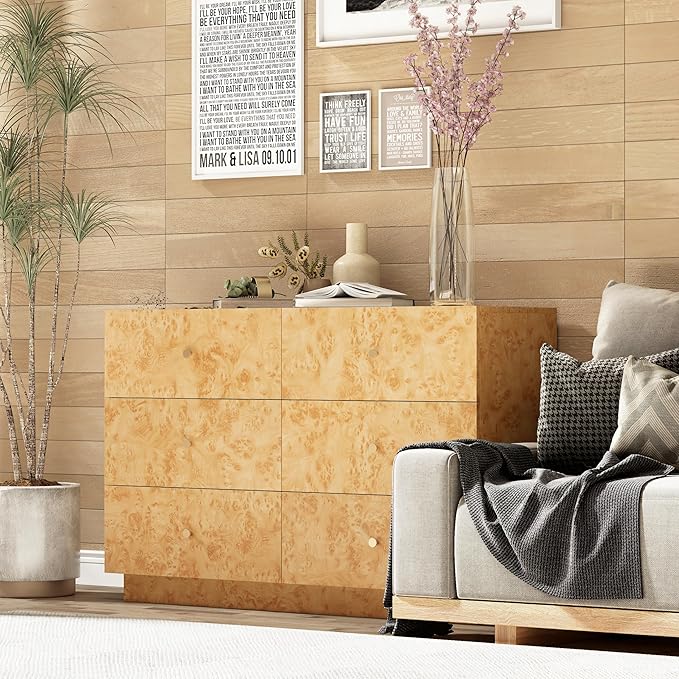 Modern 6 Drawer Dresser Set of 2 - Image 6