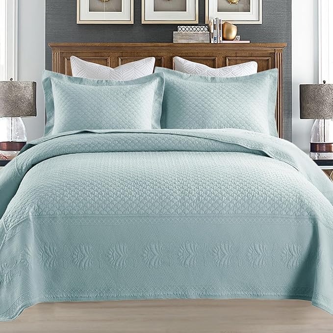 MarCielo 3-Piece 100% Cotton Oversized Bedspread Lightweight Quilt Coverlet by MarCielo