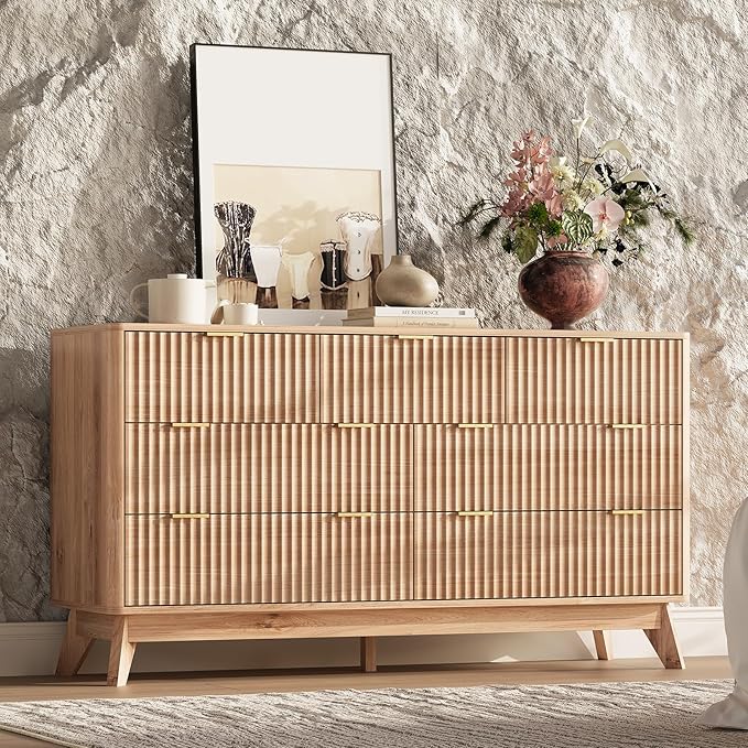 54'' Wide 7 Drawers Dresser for Bedroom, Modern Fluted Vertical Chest - Image 4