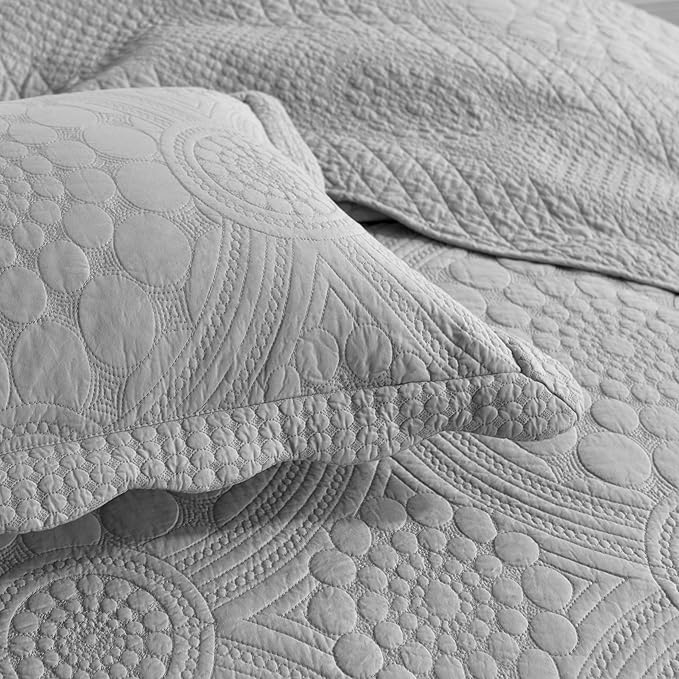 MarCielo 3-Piece 100% Cotton Oversized Bedspread Lightweight Quilt Coverlet - Image 7