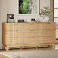 63" Long Dresser for Bedroom, 9-Drawer Fluted Dresser, Extra-Wide Wood Chest of by BORNOON