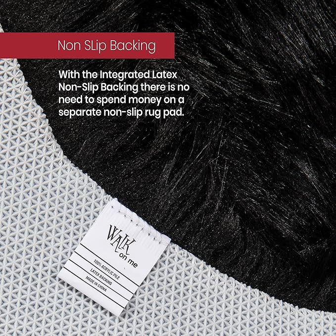 Silky Soft Faux Fur Rug, 2 ft. x 3 ft. Black Fluffy Rug, Sheepskin Area Rug - Image 5