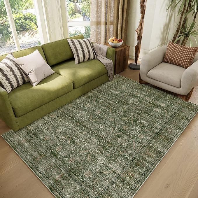 Washable 4x6 Rugs for Living Room, Boho Non-Slip Vintage Distress Small Rugs by Hedwior