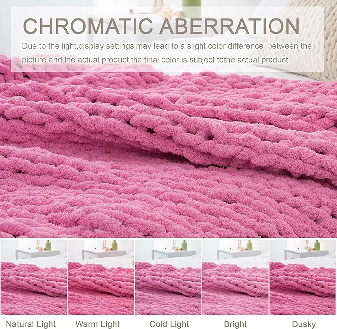 Chunky Knit Throw Blanket 60"X 80", 100% Handmade - Image 6