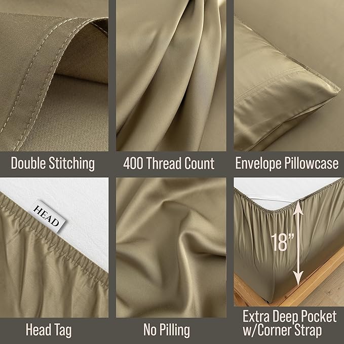 Bella Coterie Luxury Bamboo Viscose 34” Split Top King Size Sheet Set | 1 - Image 4