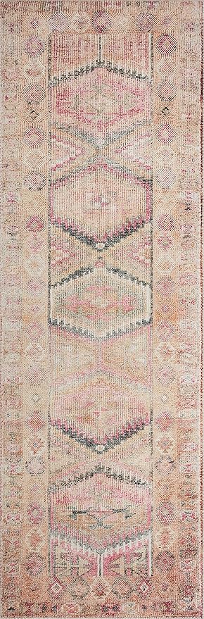 Loloi Layla Collection LAY-17 Pink/Lagoon 2'-0" x 5'-0" .13" Thick Accent Rug - Image 4