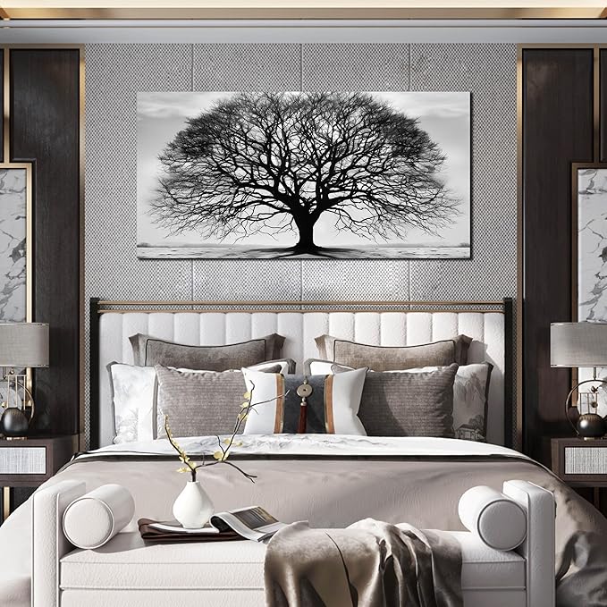 Prepeyssee Tree of Life Wall Art Large Artwork Black and White Wall Art Modern - Image 2