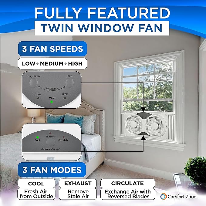 Comfort Zone 9-Inch Window Fan - Image 3
