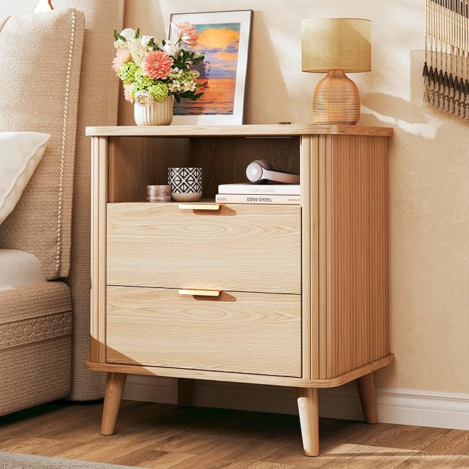 Fluted Nightstand, Night Stand by HUAHUU
