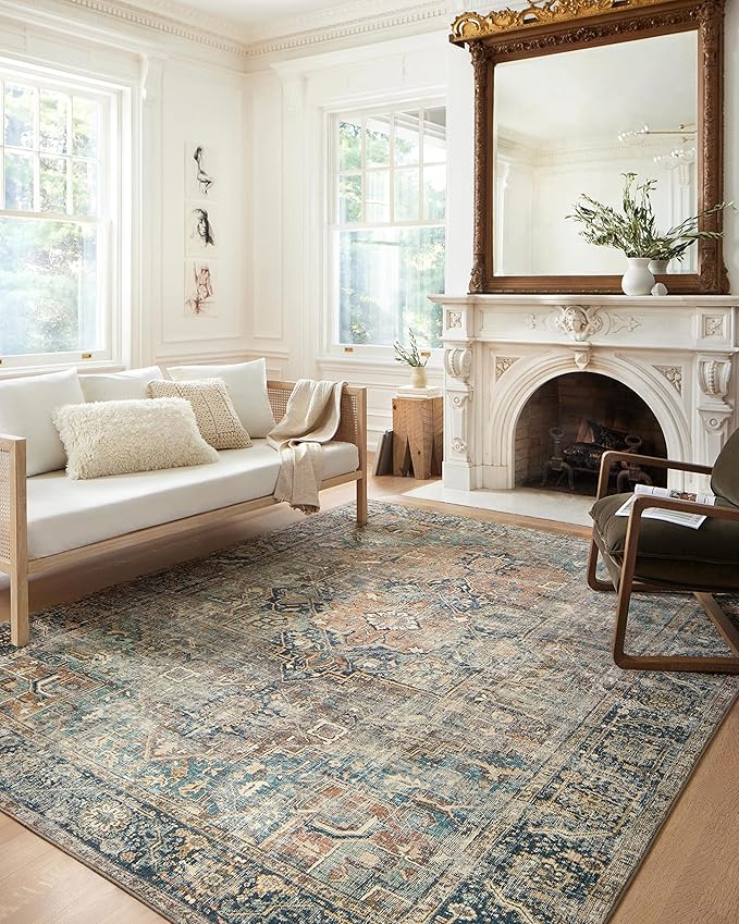 Loloi Margot Collection MAT-02 Terracotta/Lagoon 3'-6" x 5'-6" Accent Rug feat. - Image 6