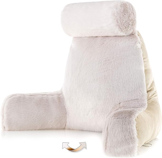 Husband Pillow Medium Baby Golden Wolf Fabulous Faux Fur Backrest, Two-Tone by HusbandPillow