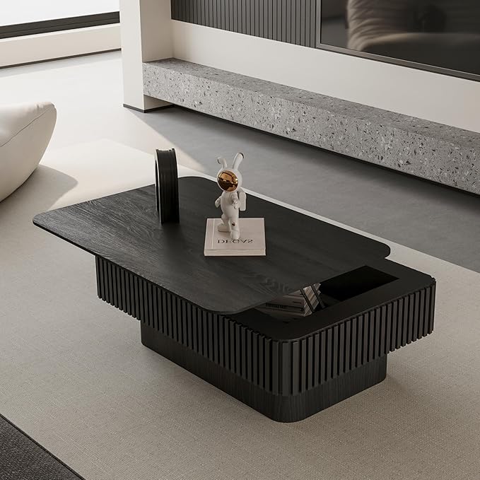 LKTART Lift Top Coffee Table for Living Room, Accent Fluted Coffee Table - Image 8