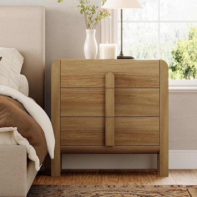 WAMPAT Modern 3 Drawer Nightstand, 31.5" Tall Nightstand - Image 2